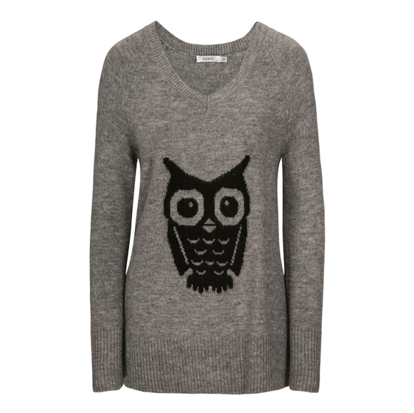 ✨3/$15 Ricki's | Owl V-Neck Sweater - Picture 1 of 2